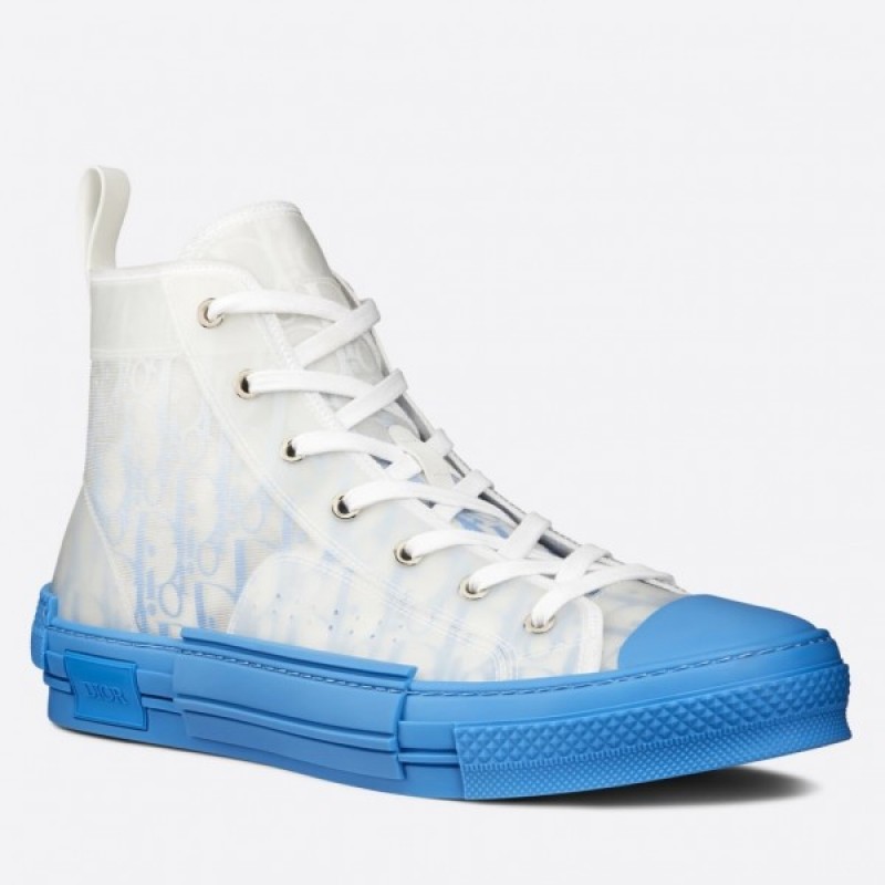 Dior B23 High-Top Sneakers in Gradient Blue Dior Oblique